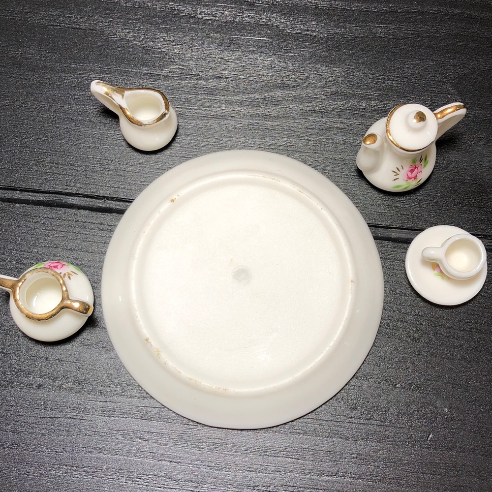 Floral Miniature Tea Set with Gold Accents - Picture 4 of 5